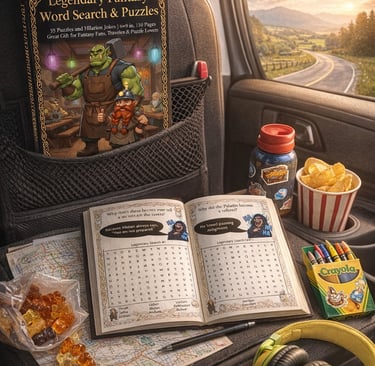 WoW Midnight, fantasy book, puzzle collection, word searches, mazes, funny jokes, travel size, screen free, family fun, cozy