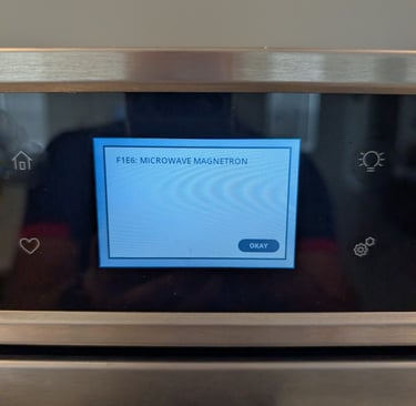 whirlpool microwave f1e6 error code