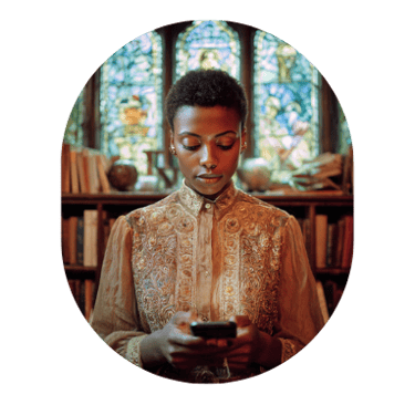 femme noire avec smartphone travaillant sa fiche google my business