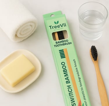 TreeVli eco-friendly bamboo toothbrush with soft charcoal bristles – sustainable oral care in India