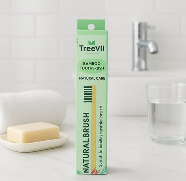 TreeVli bamboo toothbrush with eco-friendly packaging – best biodegradable toothbrush in India
