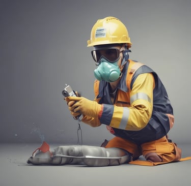 A worker is using a grinder in the workshop.
