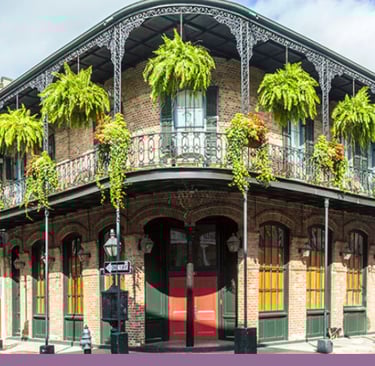 French Quarter Building in New Orleans, LA, USA