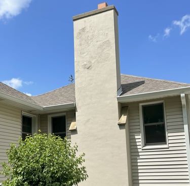 chimney prior to repair in Lake Como, Wisconsin
