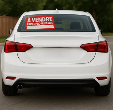 auto avec pancarte a vendre par le propriétaire