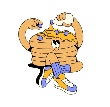 Personaje retro de Talenty, panqueques divertidos y simples