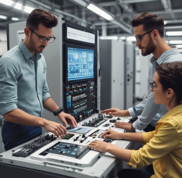 a man and woman working on a computer