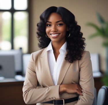 Three women are seated around a table in a modern office setting, engaged in a discussion or meeting. The room has large windows with a view of buildings outside and chairs that have a sleek, professional design. The lighting is subdued, creating a calm atmosphere.