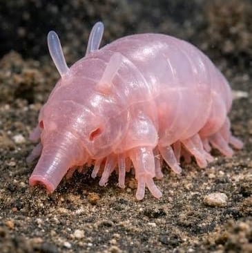 A pink sea pig or Scotoplanes deep-sea sea cucumber crawling on the ocean floor.