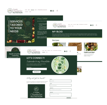 Website design - Louise Chamberlain Nutrition - multi-lingual, contact form, subscription, bookings