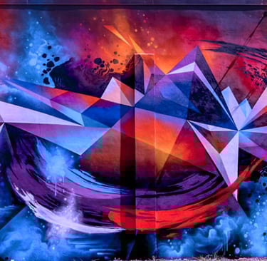 a colorful mural of a colorful mural of a colorful abstract painting in downtown St. Petersburg, Fl