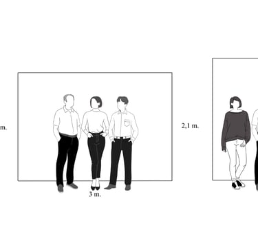 Foto sienų dydžiai palyginus su 180 cm asmenimis