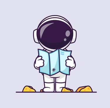 space cowboy reading a roadmap
