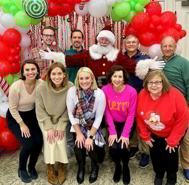Santa Jay with happy people.