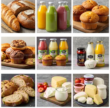 Floraceae natural dairy collection with milk, yogurt, and artisan cheese