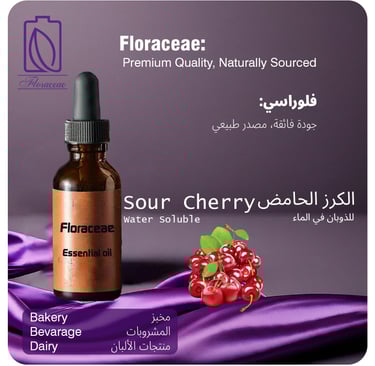 Floraceae sour cherry food flavour bottle with tart cherry imagery
