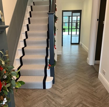 Amtico Herringbone and Taped Carpet Runner