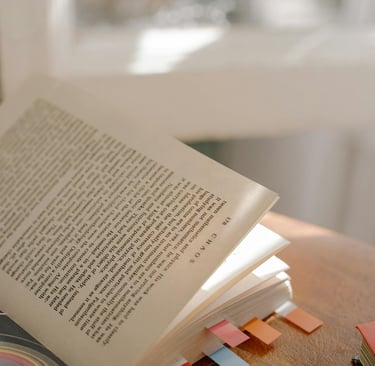 a book opened to show a book with a bookmark