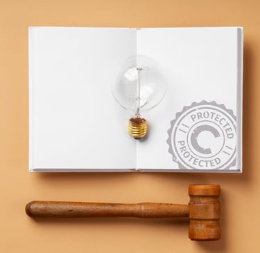a notebook with hammer and copyright notice