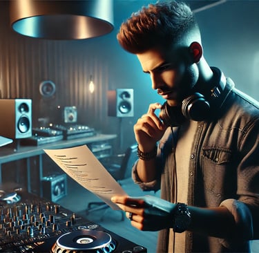 a man in a dj booth with a dj set