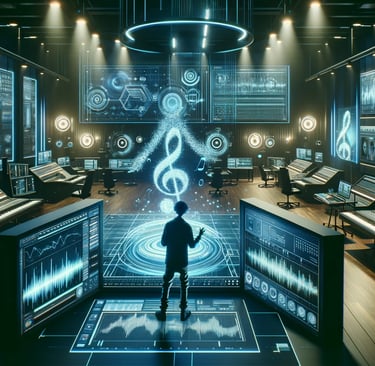a man standing in front of a music studio