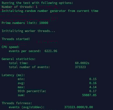 amd ryzen vps sysbench test output