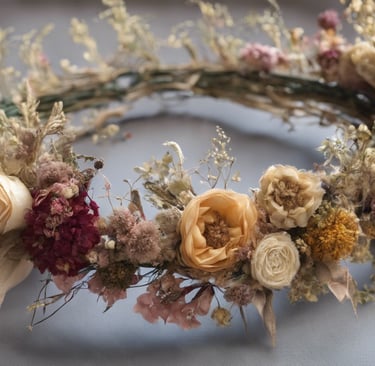 Couronnes de fleurs séchées