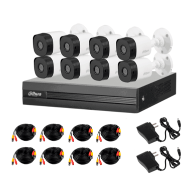 Dahua 8 cámaras casa vigilancia luz azul