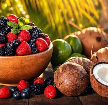 Bowl Berries Coconuts Avocados