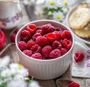 Bowl of keto friendly raspberries