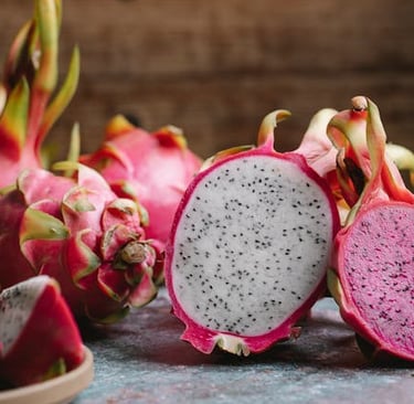 Whole and Sliced Dragon Fruit Being Prepared for a Keto Diet