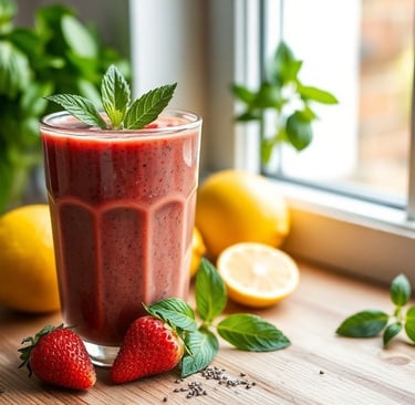 Delicious Strawberry Smoothie with Lemon and Basil