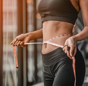 Fit dieter with tape measure around waist