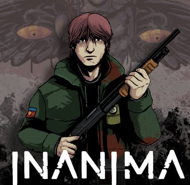 a man in a green jacket holding a gun