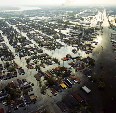 les ravages de Katrina à la Nouvelle-Orléans, une inondation gigantesque à la Nouvelle Orléans.
