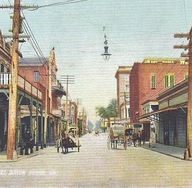 Une rue de Baton Bouge au XIX siècle (carte postale colorisée)