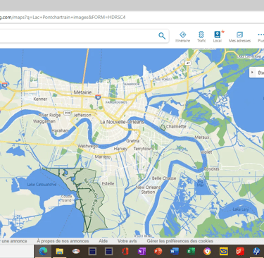 carte du Mississippi autour de la Nouvelle-Orléans