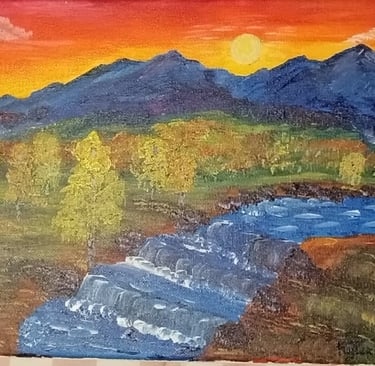 Seasons of Indigo Mountain - Autumn (painting) Kylee Nicole Smith