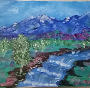Seasons of Indigo Mountain - Spring (painting) Kylee Nicole Smith