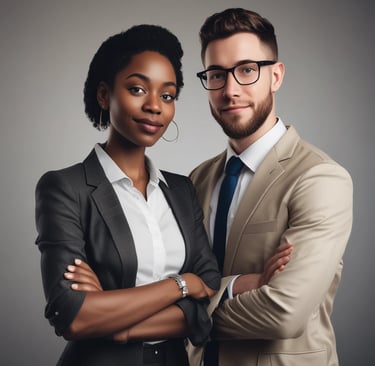 Black woman and white man technology professionals