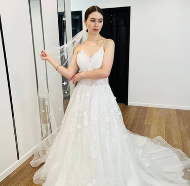 robe de mariée à corset avec traine