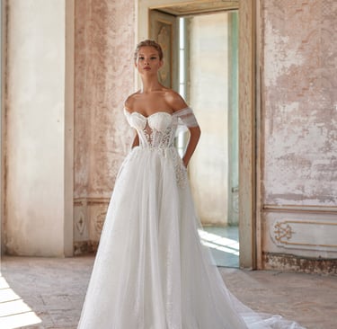 robe de mariée romantique avec épaule dénoudées