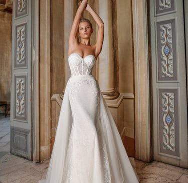 robe de mariée sirène avec corset et surjupe