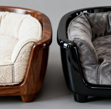 Comparison of authentic luxury cat bed and mass produced imitation