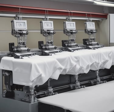 T shirts being monogrammed With a mach