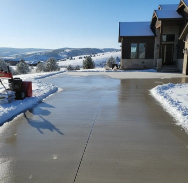 Residential concrete driveway in winter at Eagle Mountain Utah