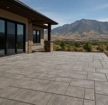 a patio with  mountain view in Eagle Mountain