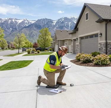 Spring concrete driveway inspection in Eagle Mountain UT