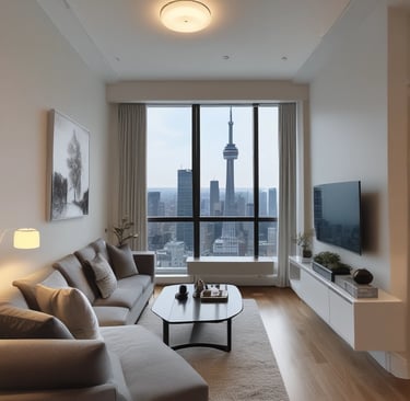 A cozy living room with stylish furniture and natural light.