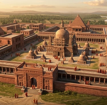 Reconstruction of a Pala dynasty Mahavihara showing Buddhist architecture in India during the 8th–12